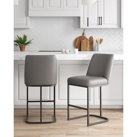 Manhattan Comfort Serena Counter Stool in Grey, 2PK 2-CS017-GY